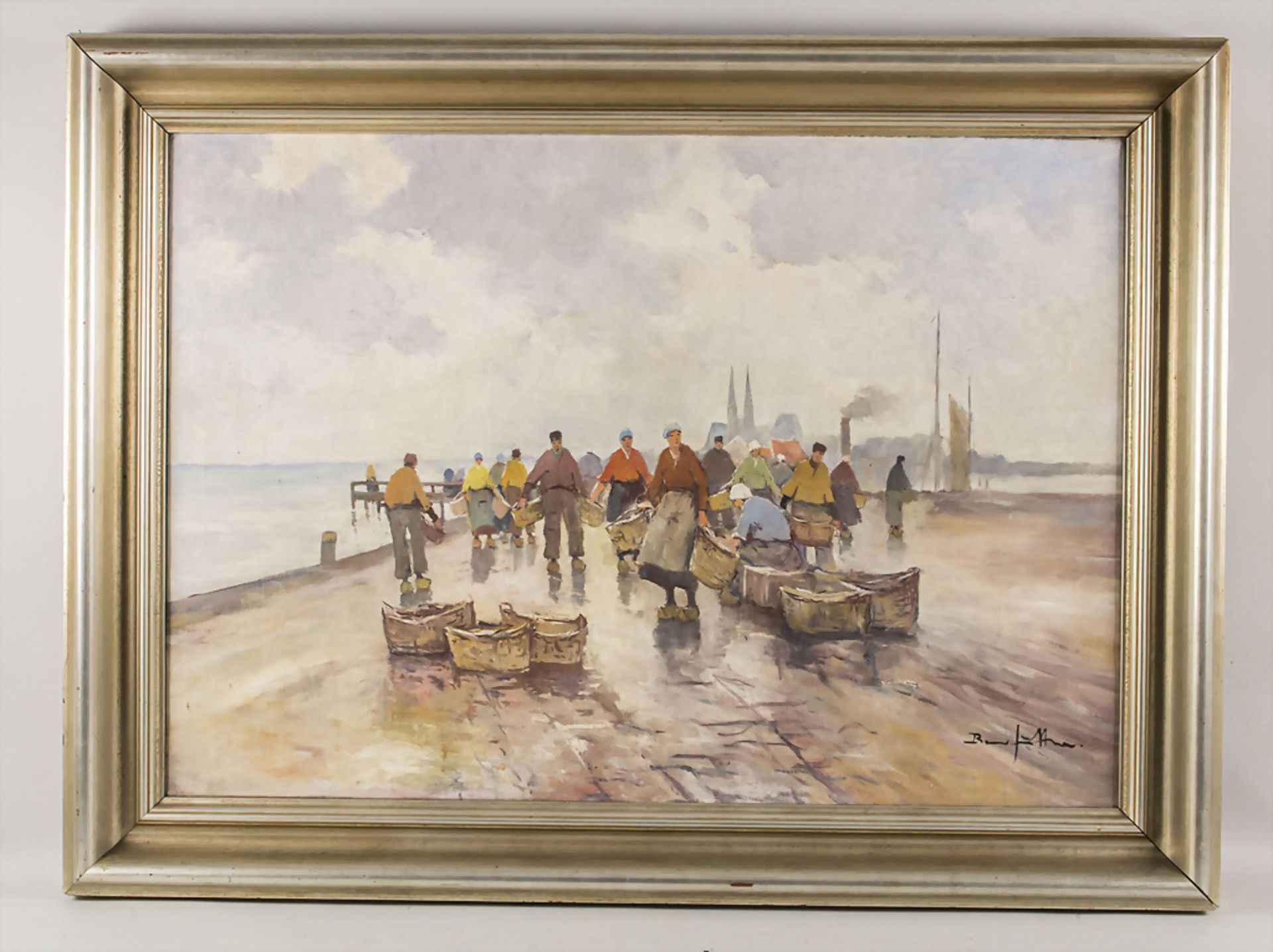 Bruno JÜTTNER (1880 Wernigerode-1965), 'Fischer am Kai' / 'Fishermen on the quay' - Image 2 of 5