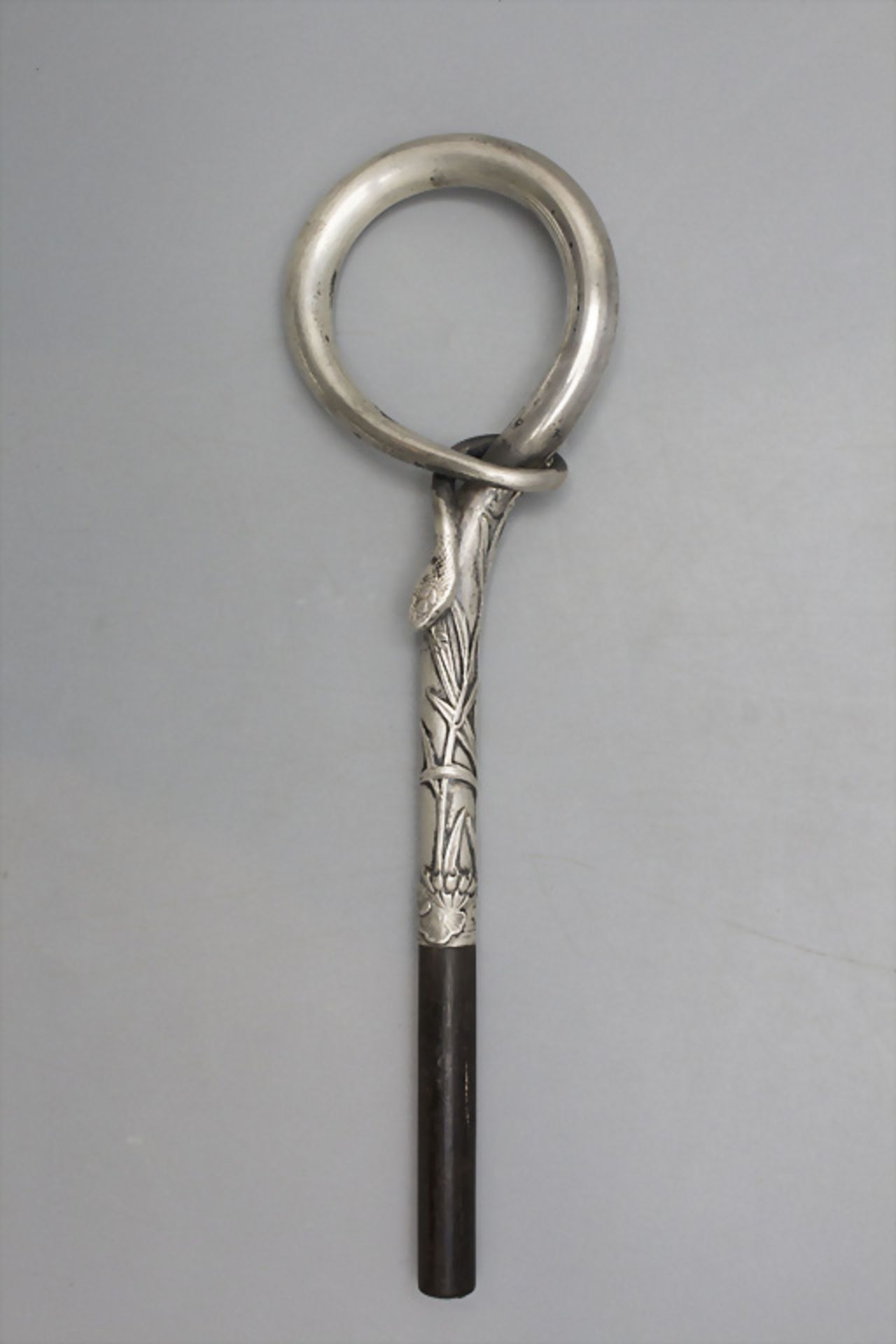 Jugendstil Stock- oder Schirmgriff mit Schlange / An Art Nouveau silver cane or umbrella ...