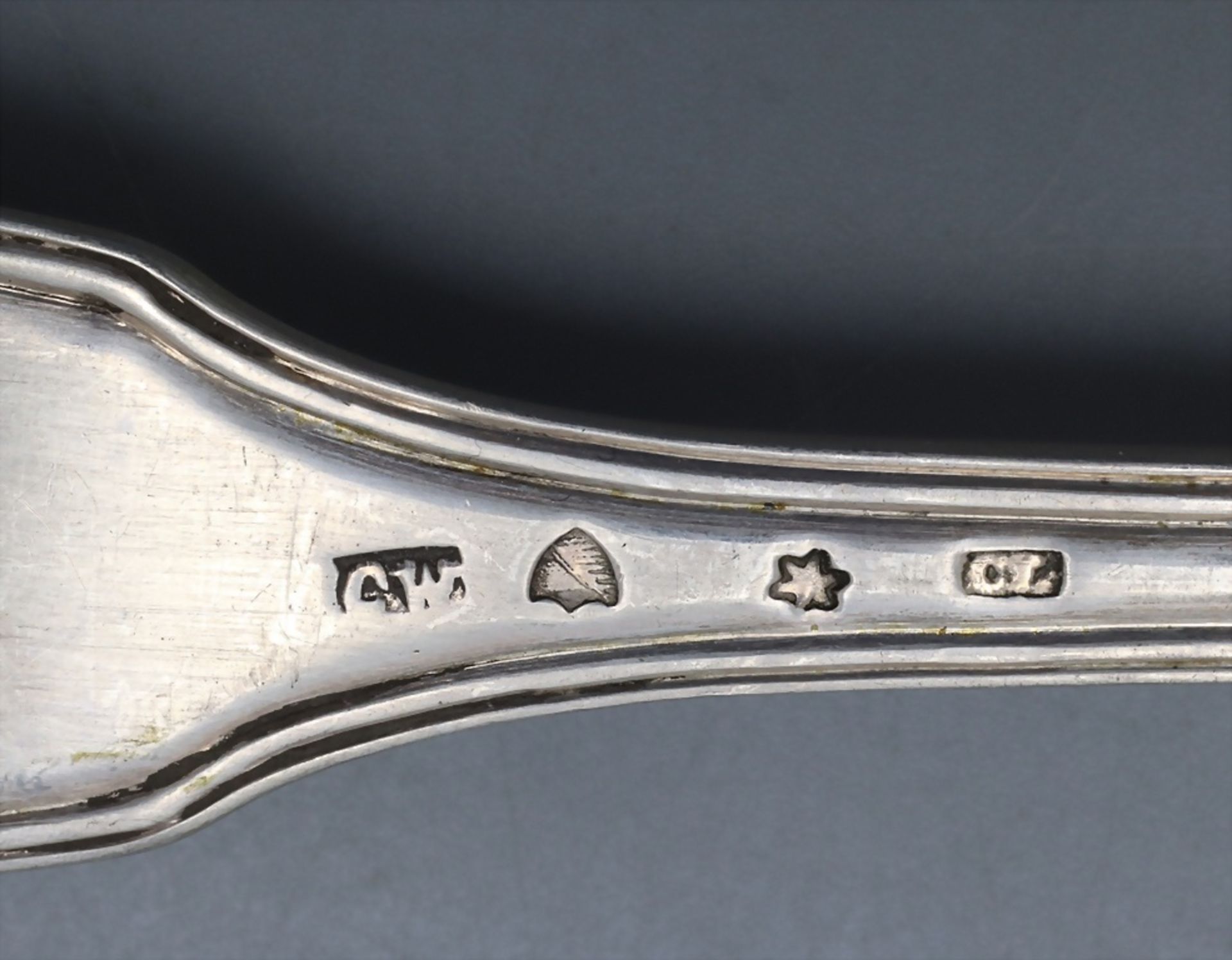 17 Teile Barock Restbesteck / 17 pieces of silver Baroque cutlery, Hans Caspar Wüest, Zürich, ... - Image 7 of 7