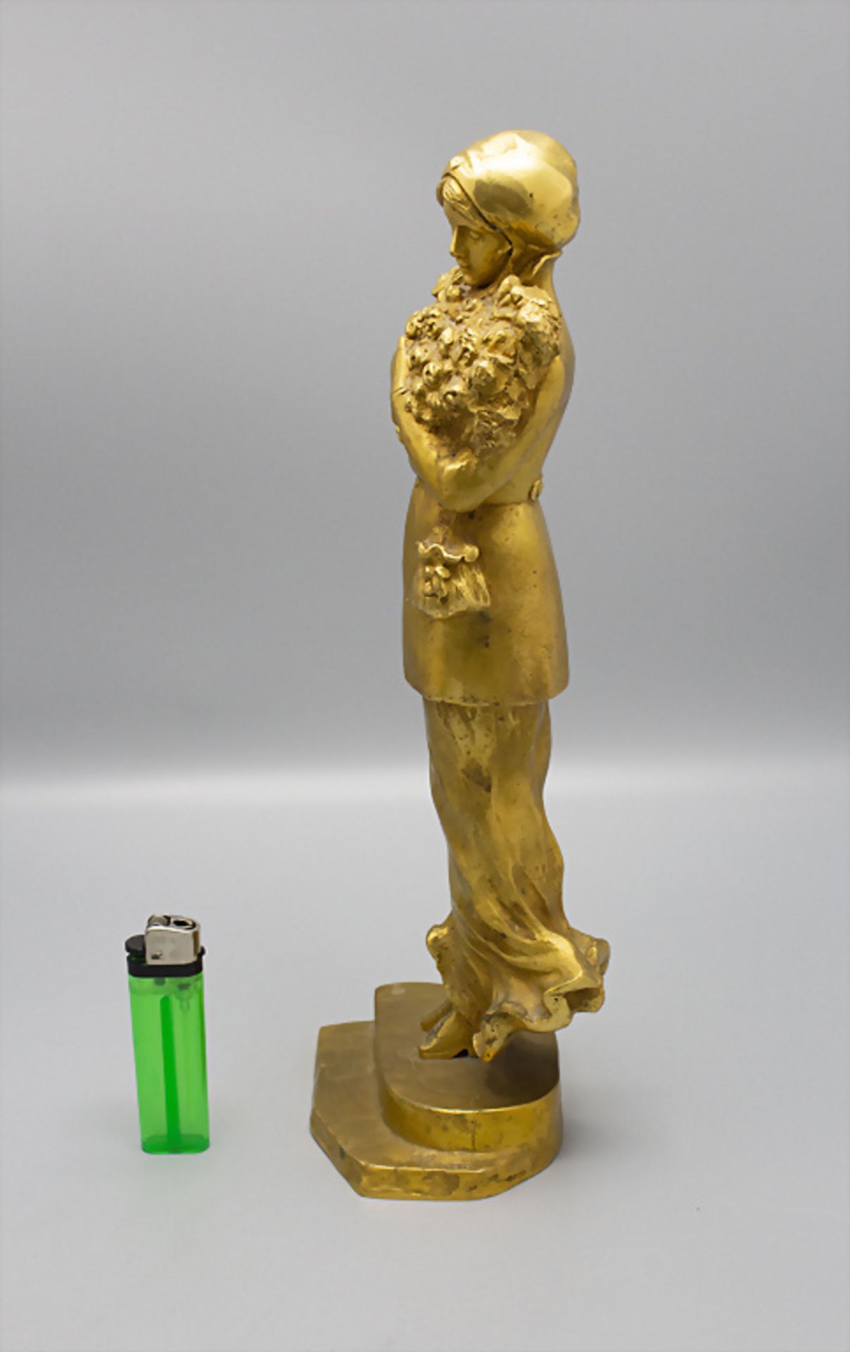 Dominique Alonzo (* Paris), Jugendstil Bronze 'Junge Frau mit Rosen' / An Art Nouveau bronze ... - Image 4 of 8