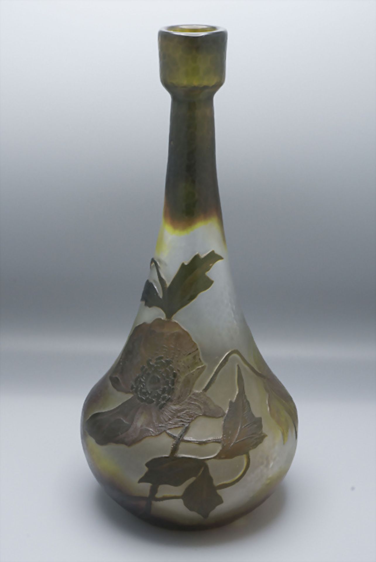 Jugendstil Vase Solifleur mit Mohnblumen / An Art Nouveau cameo glass vase with poppies, ... - Bild 2 aus 8