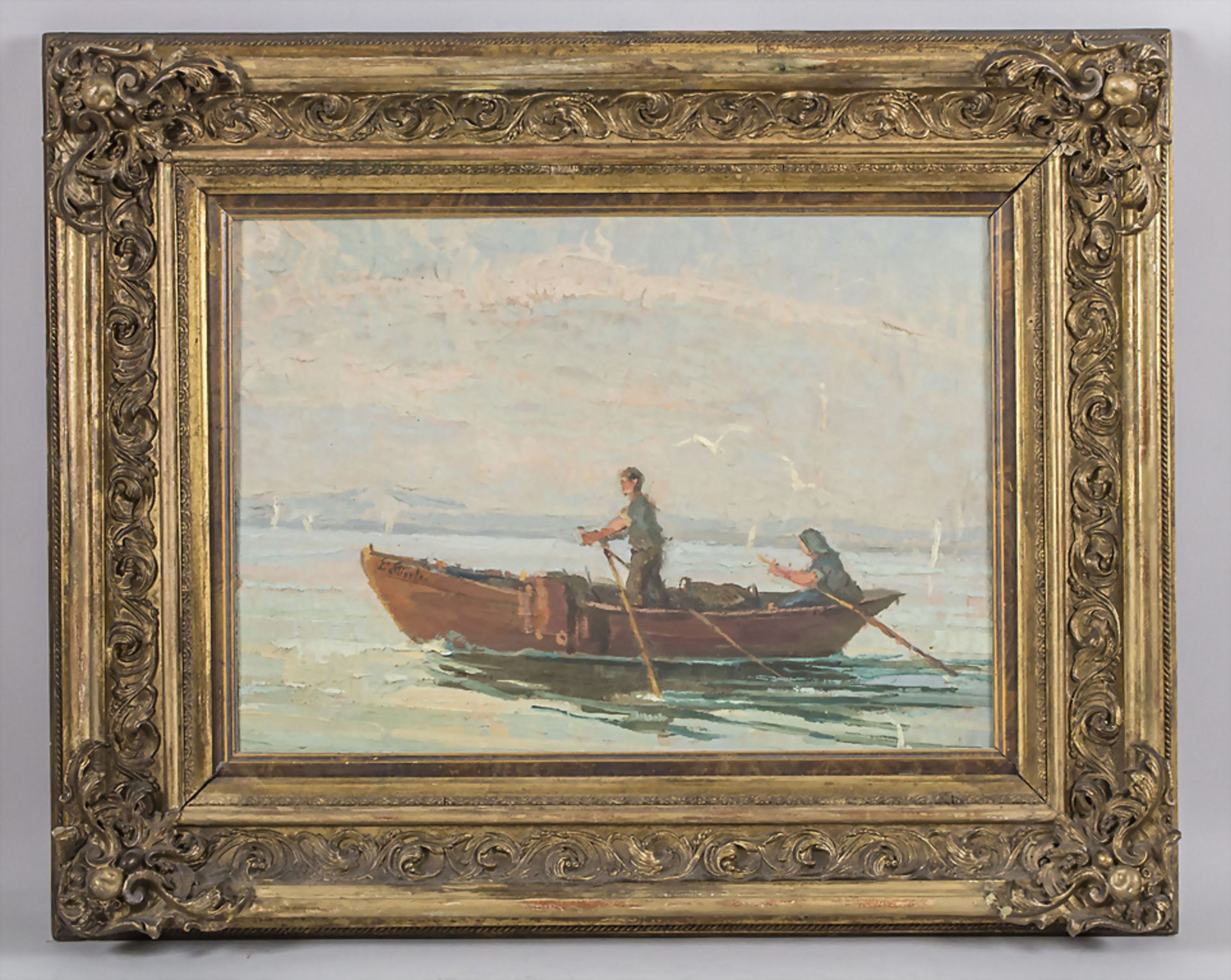 Unbekannter Künstler des 19./20. Jh., 'Das Ruderboot' / 'The rowing boat', wohl Italien - Bild 2 aus 3