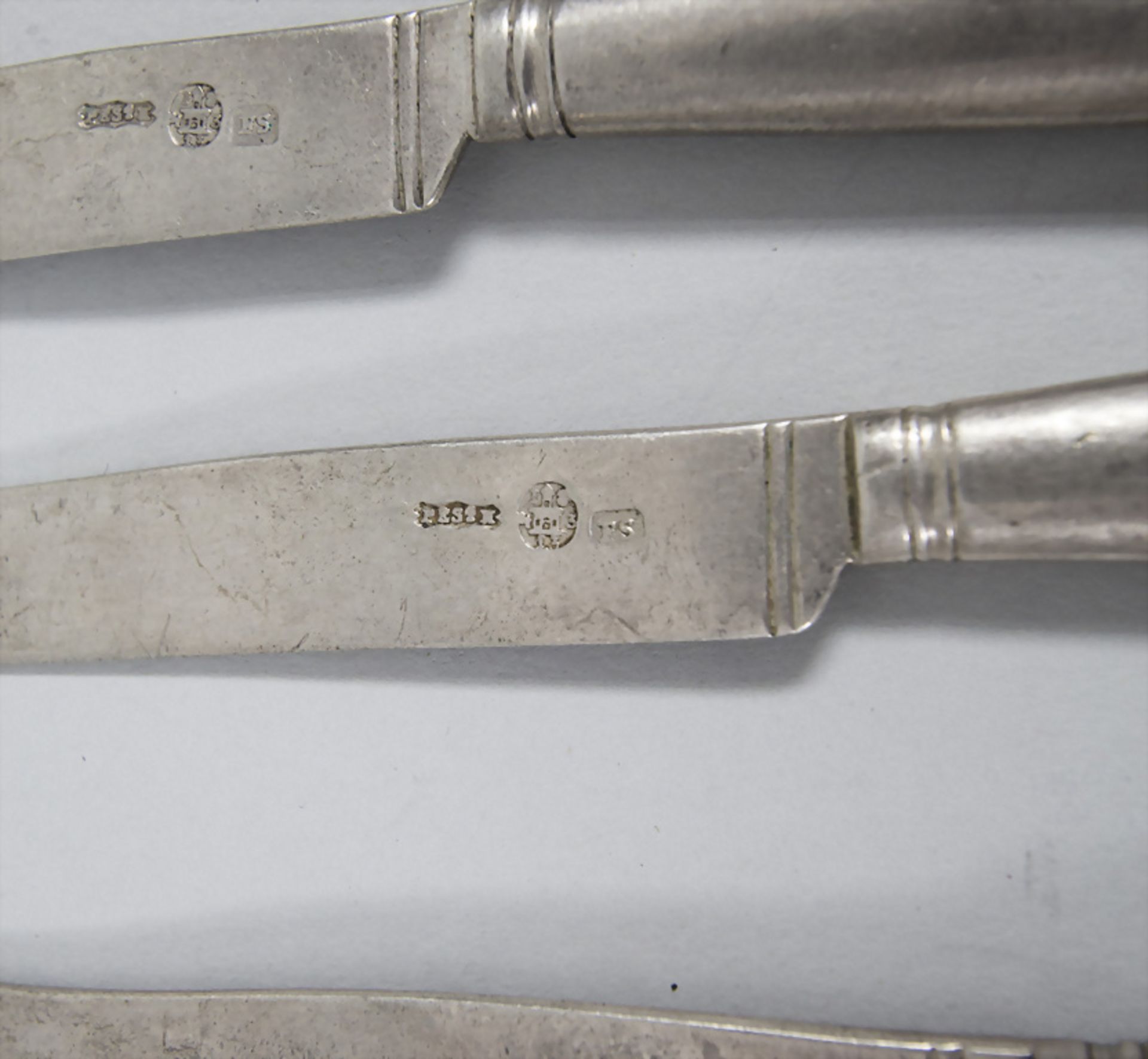 6 Biedermeier Obstmesser / 6 silver fruits knives, Pesth (Budapest), 1843 - Image 3 of 3