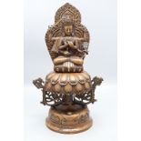 Dreiteilige Bronze des 6-armigen Botthisatva Manshuri / A bronze of the six armed Botthisatva ...