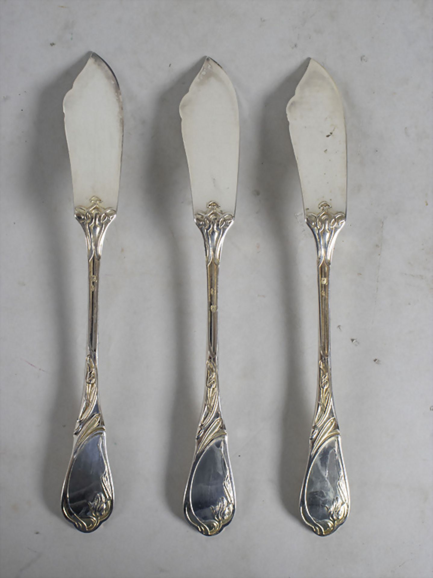 144 tlg. Jugendstil Besteck / A set of 144 pieces of silver Art Nouveau cutlery, MORAND, ... - Bild 13 aus 16