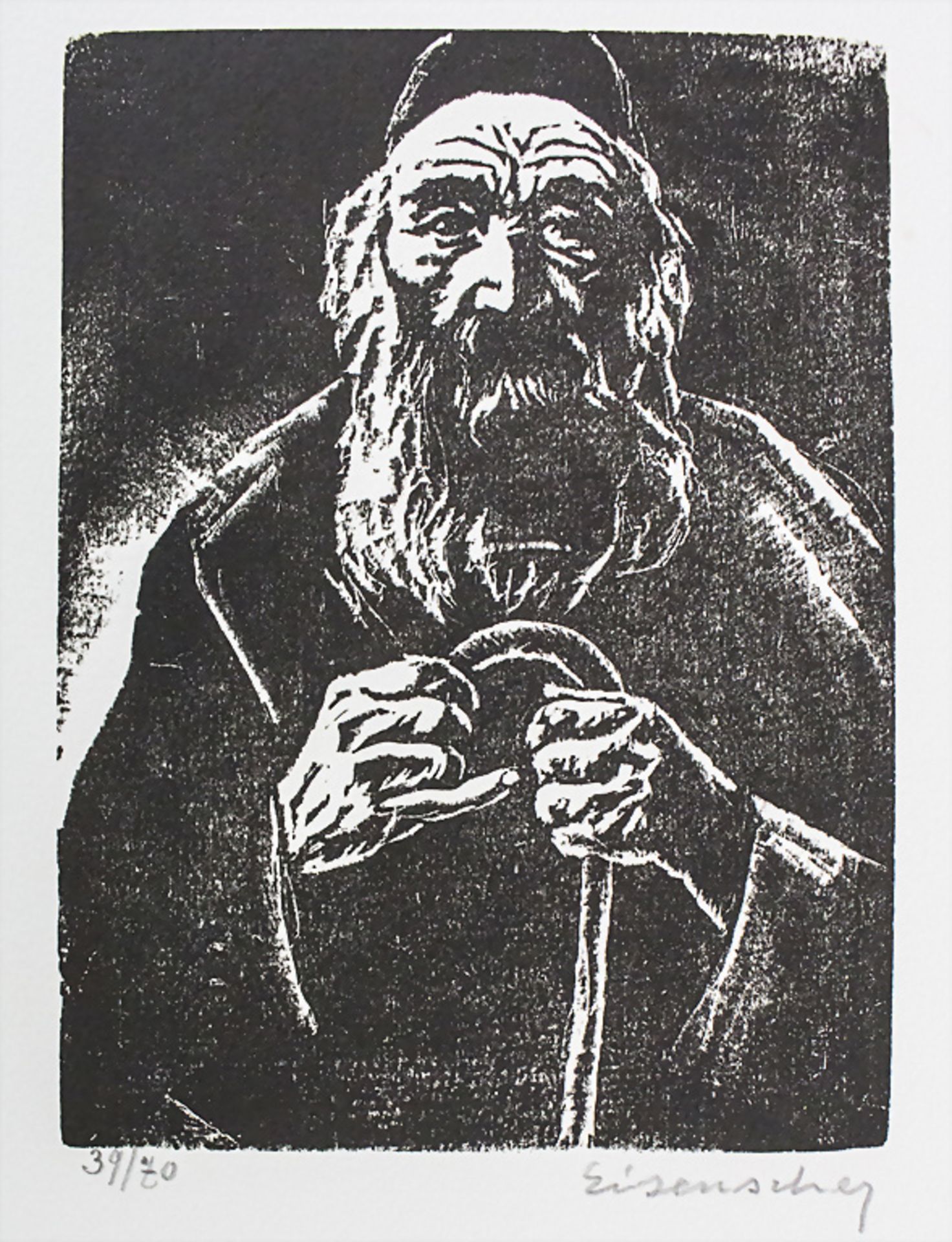 Jacob EISENSCHER (1896-1980), 'Rabbi mit Gehstock' / 'Rabbi with a cane'