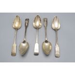 5 Löffel / 5 silver spoons, I.H. Tepe, Osnabrück, um 1830