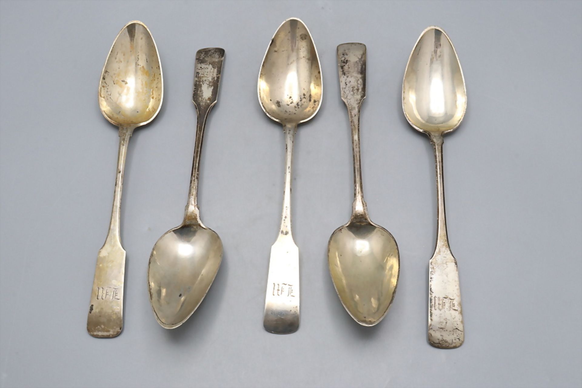 5 Löffel / 5 silver spoons, I.H. Tepe, Osnabrück, um 1830