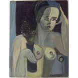 Hélène MAKAROVSKY, 'Akt mit Blumenstrauss' / 'A nude with flowers', um 1950