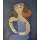 Sami BRISS (*1930), 'Frau mit Vogel' / 'Woman with bird', 20. Jh.