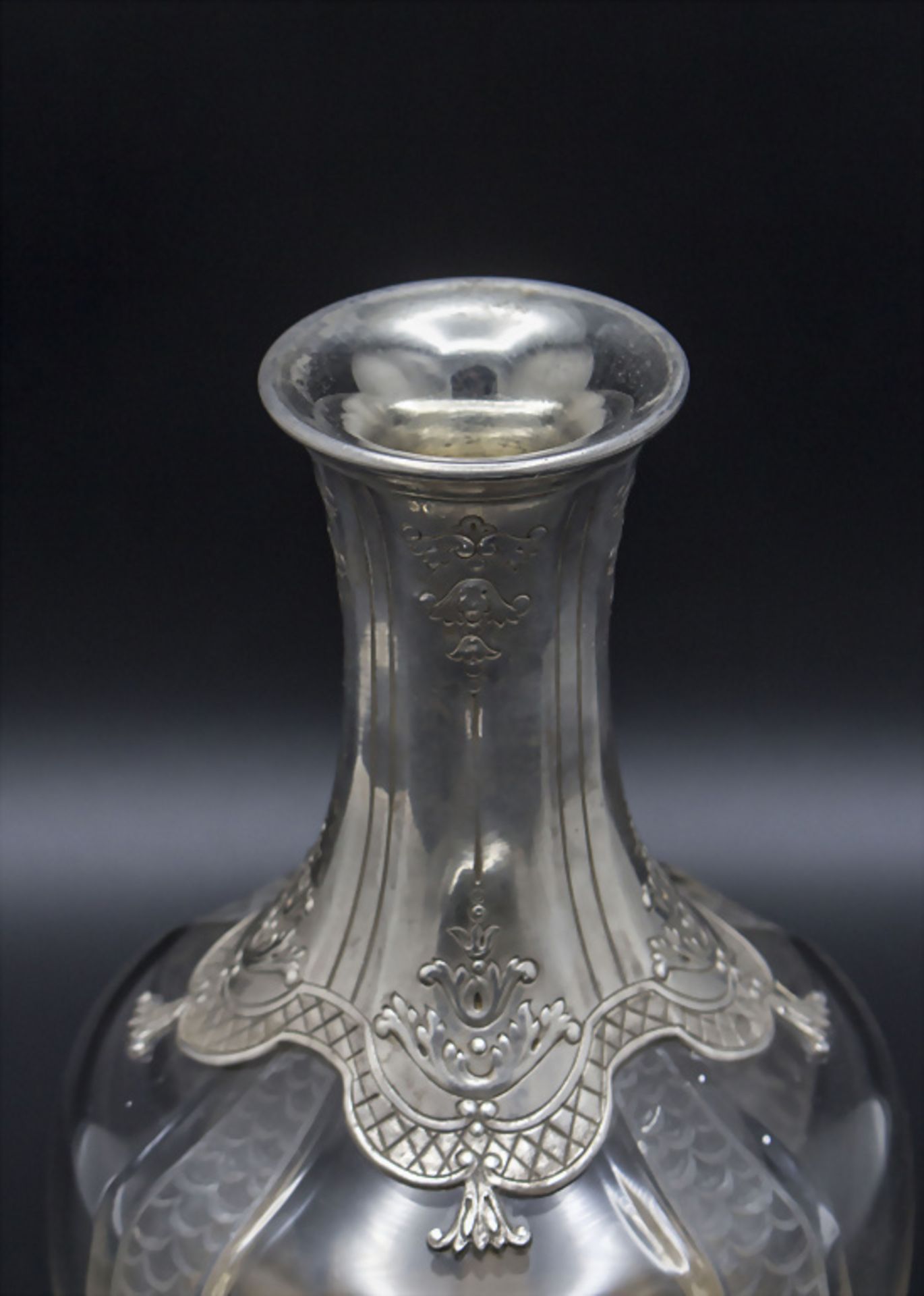 Likör-Karaffe / Aiguière en cristal et argent massif / A crystal and silver decanter, Olier & ... - Bild 2 aus 4