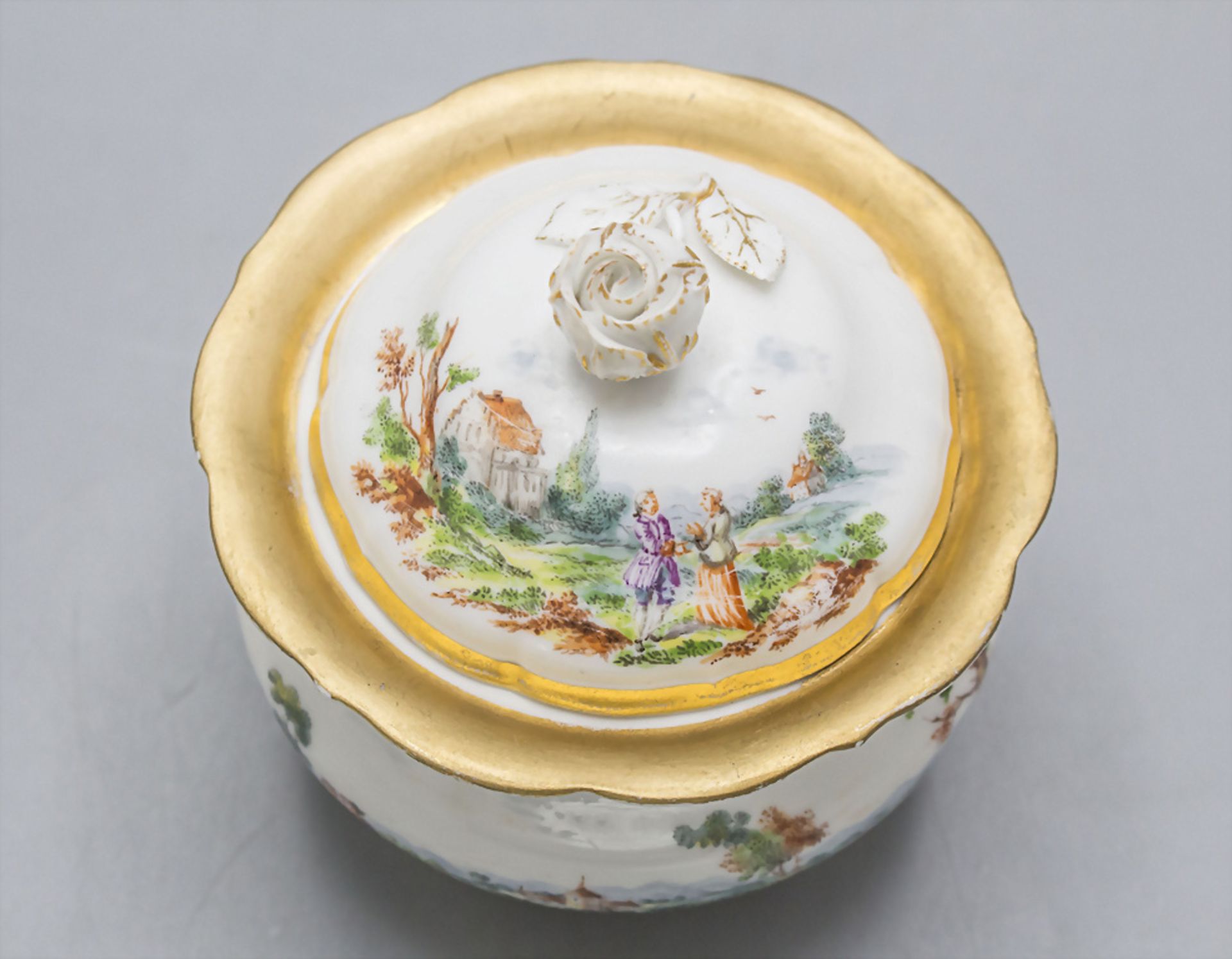 Zuckerdose mit Landschaft / A sugar box with a landscape, Meissen, 1860-1924 - Image 6 of 8