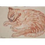 Jacob GILDOR (*1948), 'Schlafende rote Katze' / 'Sleeping red cat'
