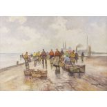 Bruno JÜTTNER (1880 Wernigerode-1965), 'Fischer am Kai' / 'Fishermen on the quay'