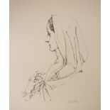 Tsuguharu FOUJITA (1886-1968), 'Profil de Madonne' / 'Marienprofil' / 'Mary in profile'