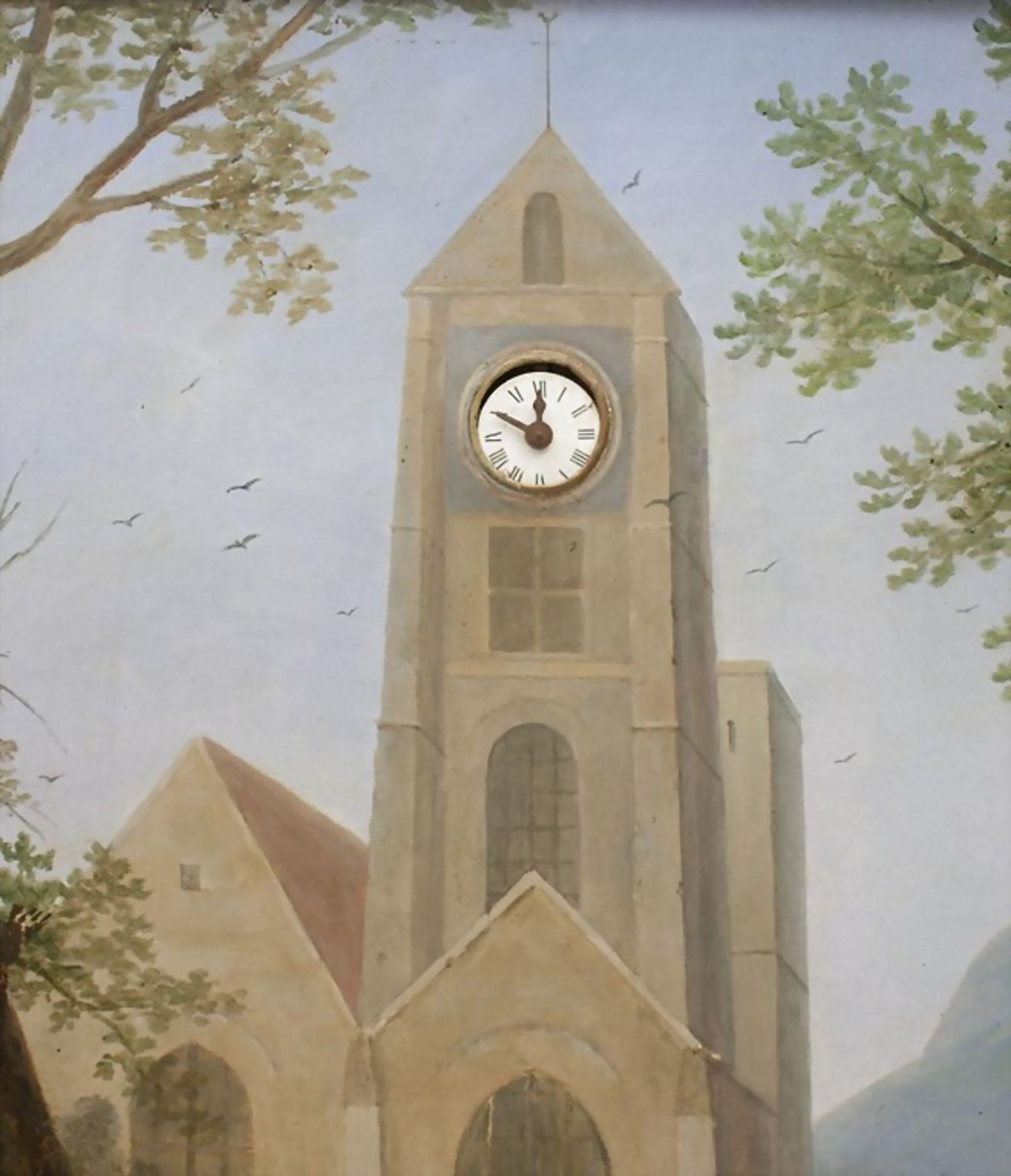 Rosalie CARON (c.1785-?), große Biedermeier Bilderuhr / Tableau à horloge / A large picture ... - Image 4 of 8