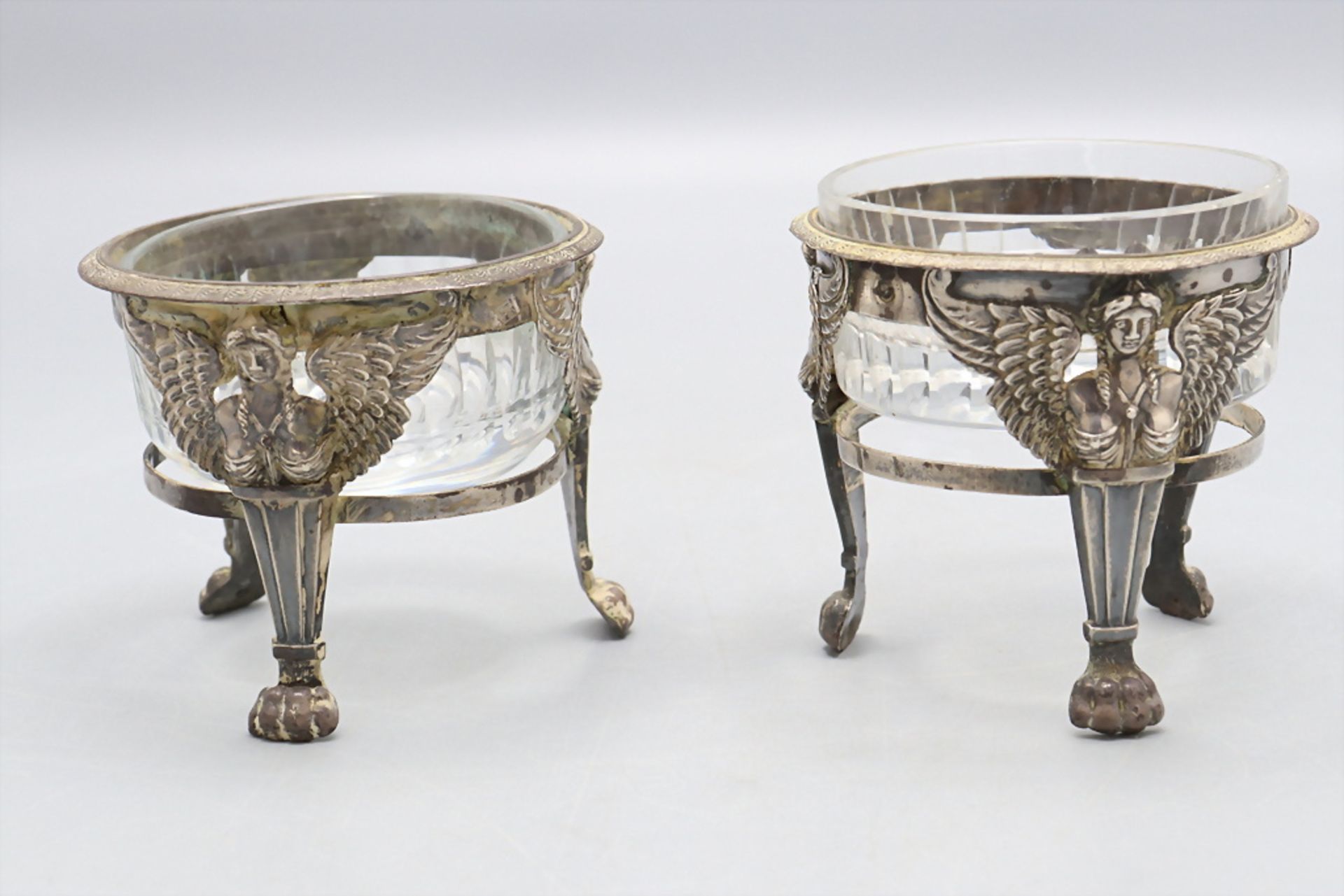 Paar Empire Salieren / Gewürzschälchen / A pair of Empire silver open salt cellars, ... - Bild 2 aus 10