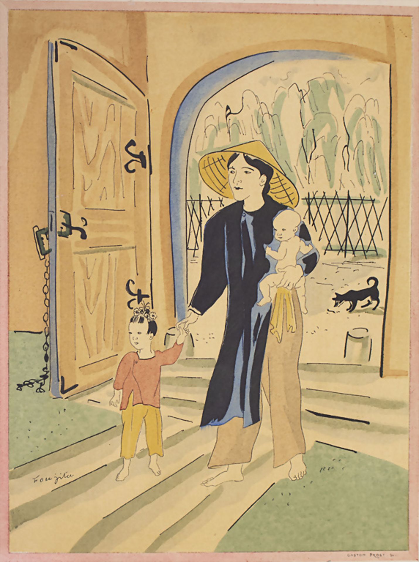 Tsuguharu FOUJITA (1886-1968), 'Mutter mit Kindern' / 'Mother with children', aus 'Propos d'un ...