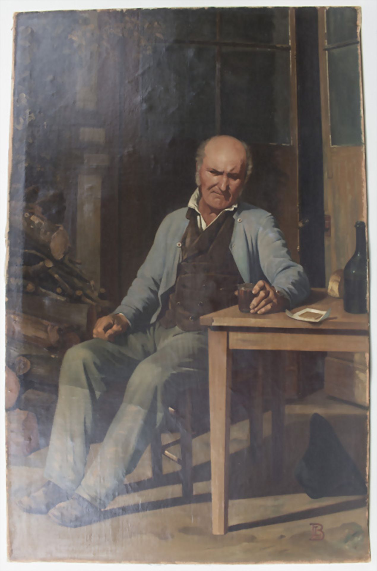 Monogrammist 'LB' (19./20. Jh.), 'Winzer bei der Mittagspause' / 'A wine grower during lunch break'