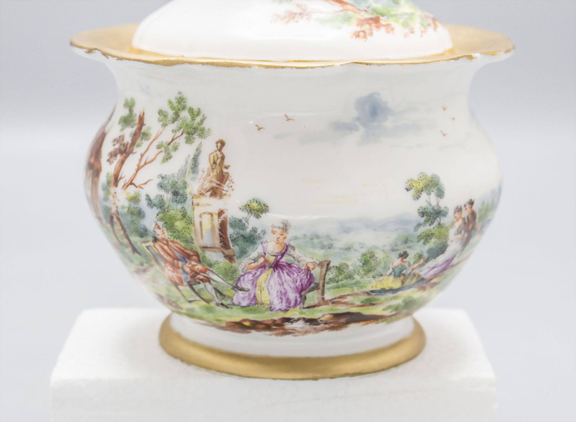 Zuckerdose mit Landschaft / A sugar box with a landscape, Meissen, 1860-1924 - Image 5 of 8