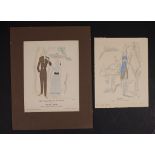 Zwei handbemalte Mode-Illustrationen / Two handpainted fashion illustrations, 'La Gazette du ...