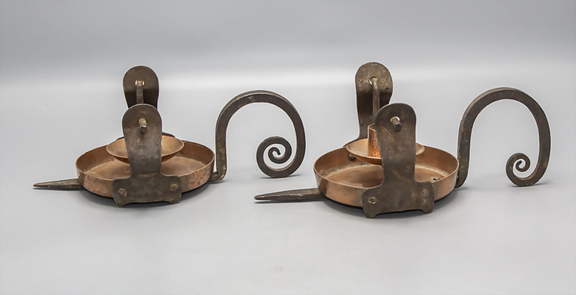 Paar Jugendstil Handleuchter / A pair of Art Nouveau candle holders, um 1910 - Bild 2 aus 6