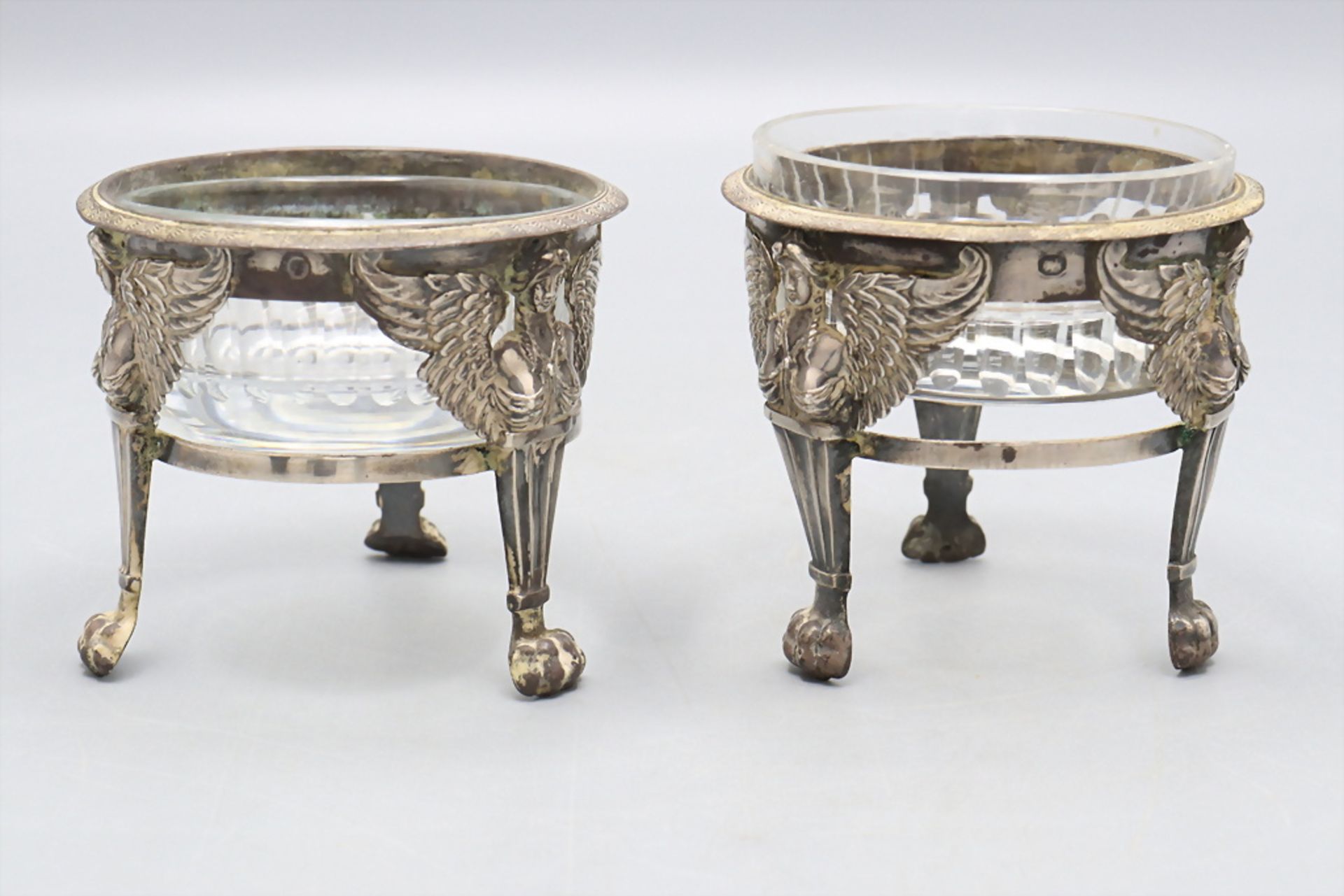 Paar Empire Salieren / Gewürzschälchen / A pair of Empire silver open salt cellars, ... - Bild 3 aus 10