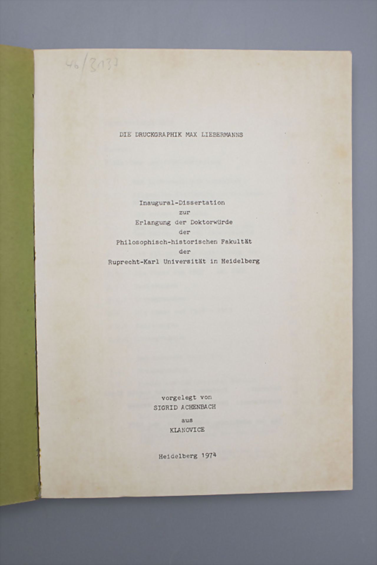 Sigrid Achenbach: 'Die Druckgrafik Max Liebermanns', Dissertation, Heidelberg, 1974 - Bild 3 aus 6