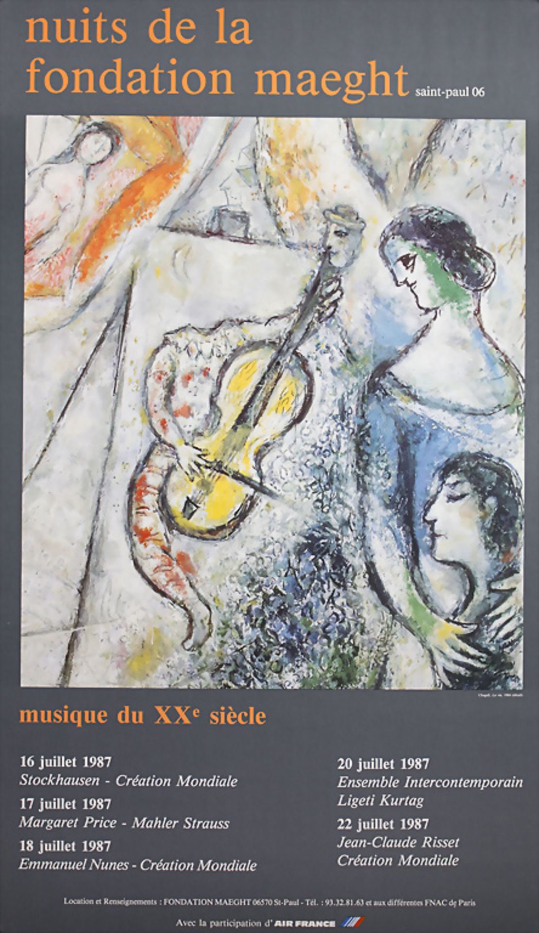 Marc CHAGALL (1887-1985), Konzertreihe Plakat / Poster for concert dates, Nuits de la ...