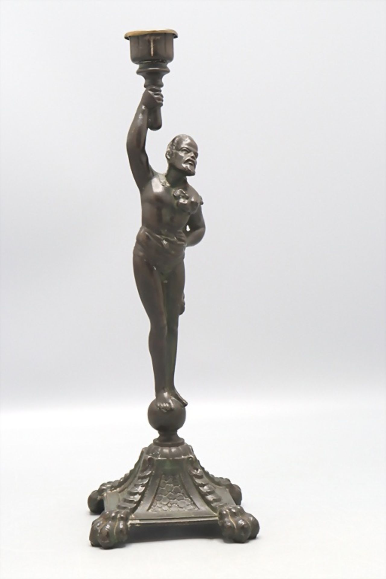 Bronze Figurenleuchter 'Herakles' / A bronze figural candle holder 'Heracles'