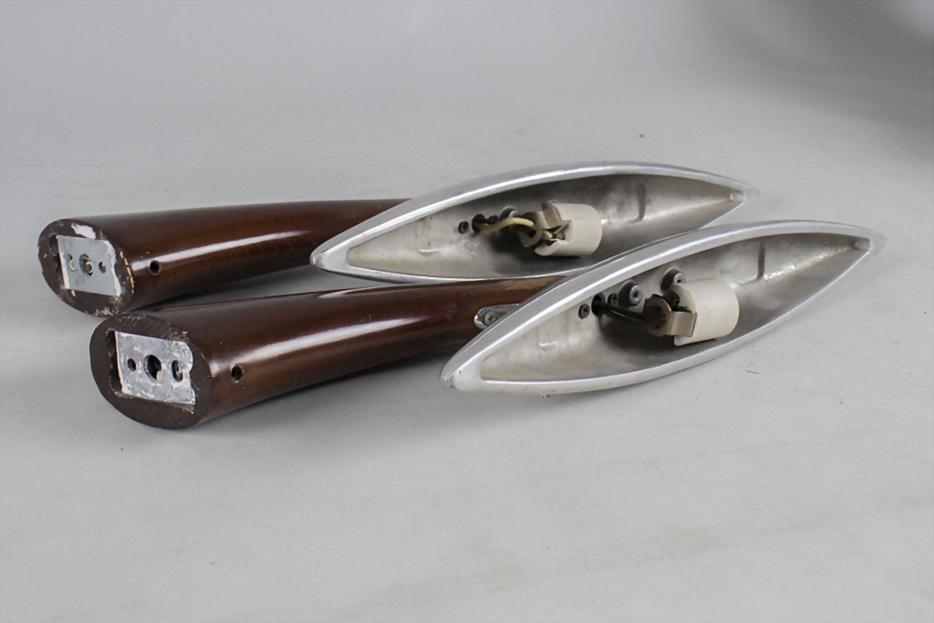 Paar Art Déco Chrom Design Wandlampen / A pair of Art Deco chrome design wall lamps, ... - Bild 3 aus 4