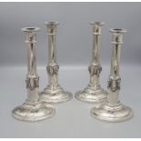4er Satz Klassizismus Kerzenleuchter / A set of 4 classicism silver candlesticks, Johann ...