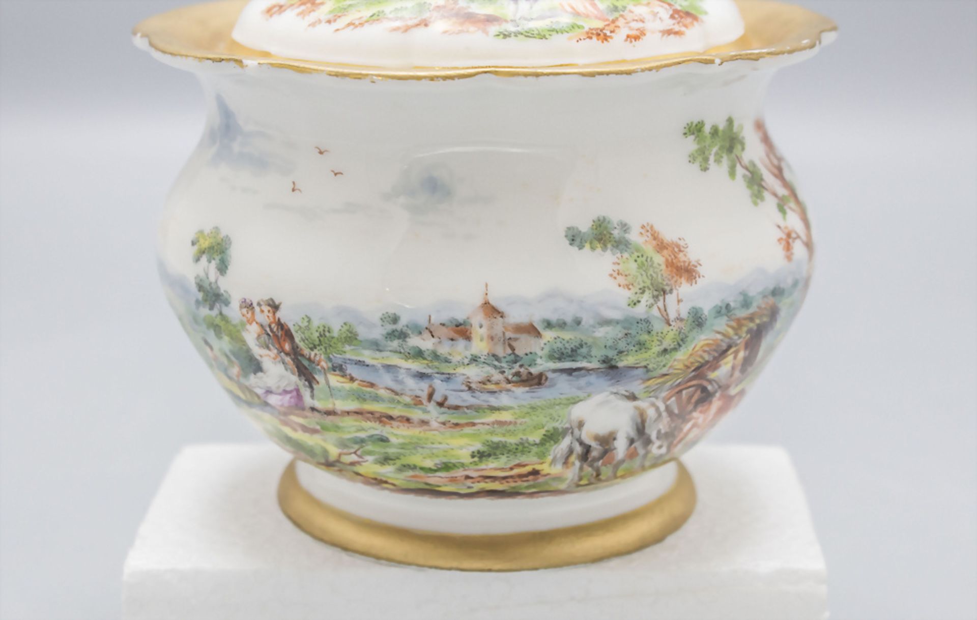 Zuckerdose mit Landschaft / A sugar box with a landscape, Meissen, 1860-1924 - Bild 2 aus 8