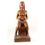 Holzskulptur Akt 'Die Nachdenkende' / A wooden sculpture of a nude 'The thinker', um 1930