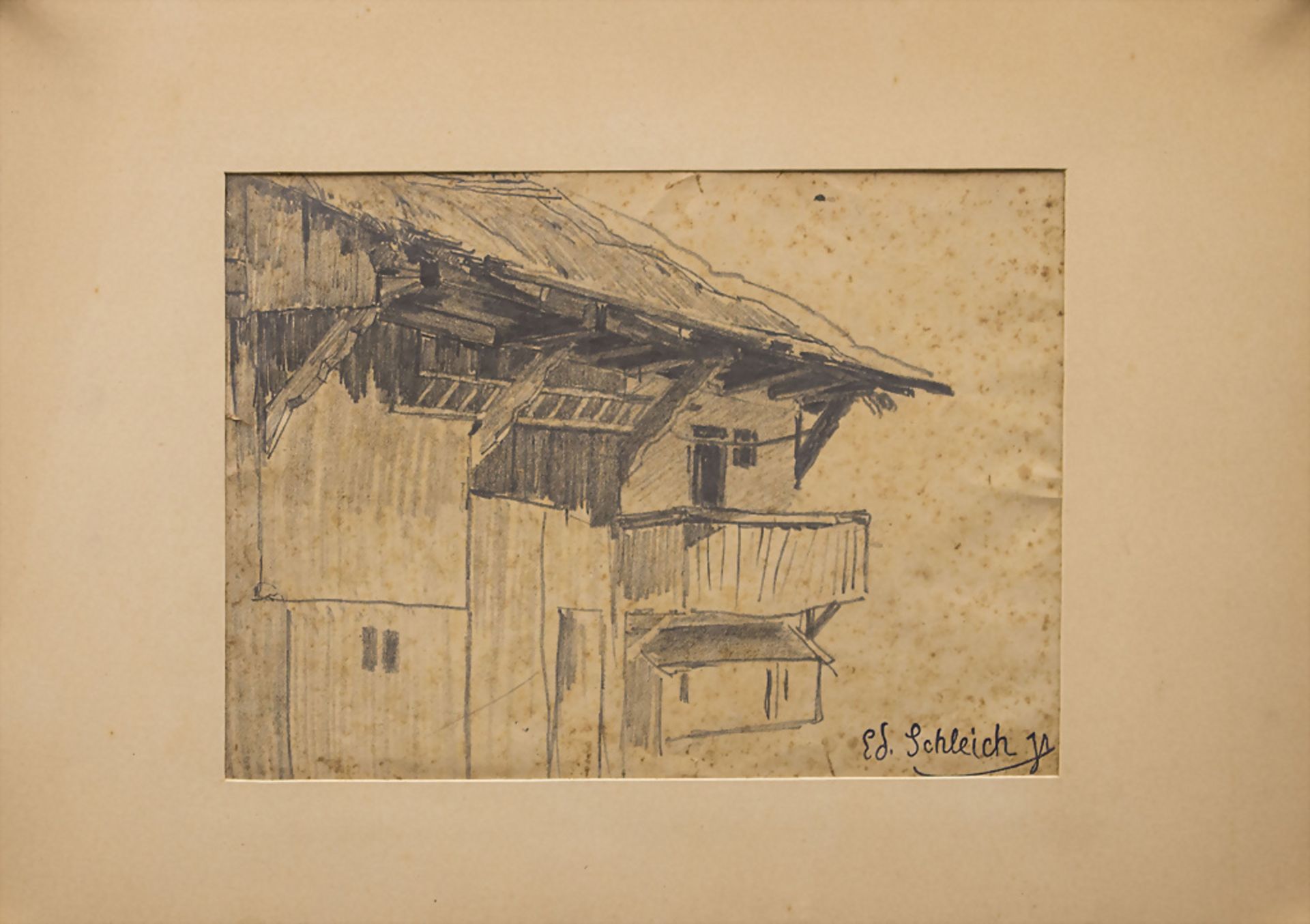 Eduard II SCHLEICH (1853-1893), 'Skizze eines Scheunengebäudes' / 'A sketch of a barn building'