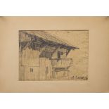 Eduard II SCHLEICH (1853-1893), 'Skizze eines Scheunengebäudes' / 'A sketch of a barn building'