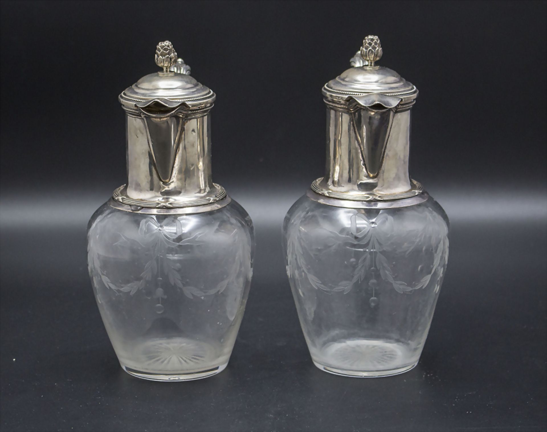 Paar Karaffen / A pair of decanters with silver mounts, Paris, um 1900 - Image 2 of 6
