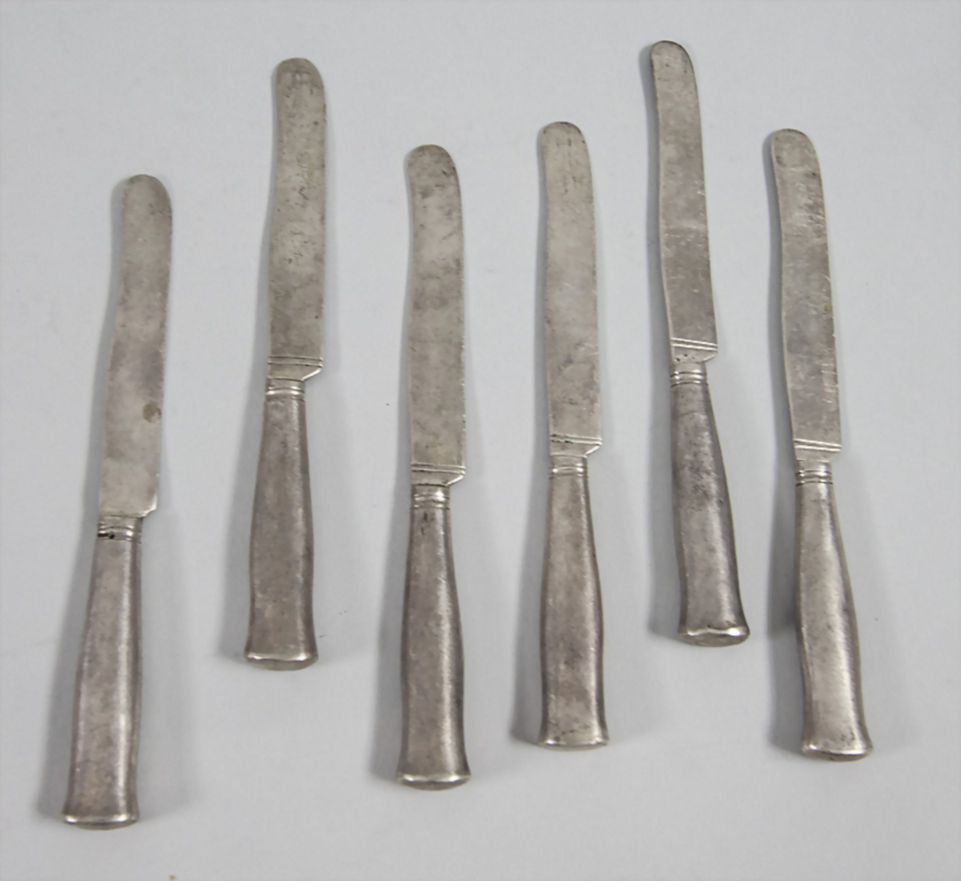 6 Biedermeier Obstmesser / 6 silver fruits knives, Pesth (Budapest), 1843 - Bild 2 aus 3