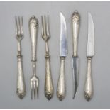 6 Teile Jugendstil Obstbesteck 'Efeu' / 6 pieces Art Nouveau cutlery 'Ivy', WMF, Geislingen, ...