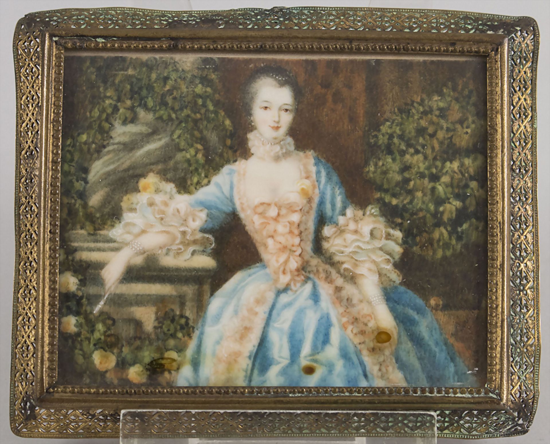 Miniatur Porträt 'Madame de Pompadour' / A miniature portrait of 'Madame de Pompadour', nach ...