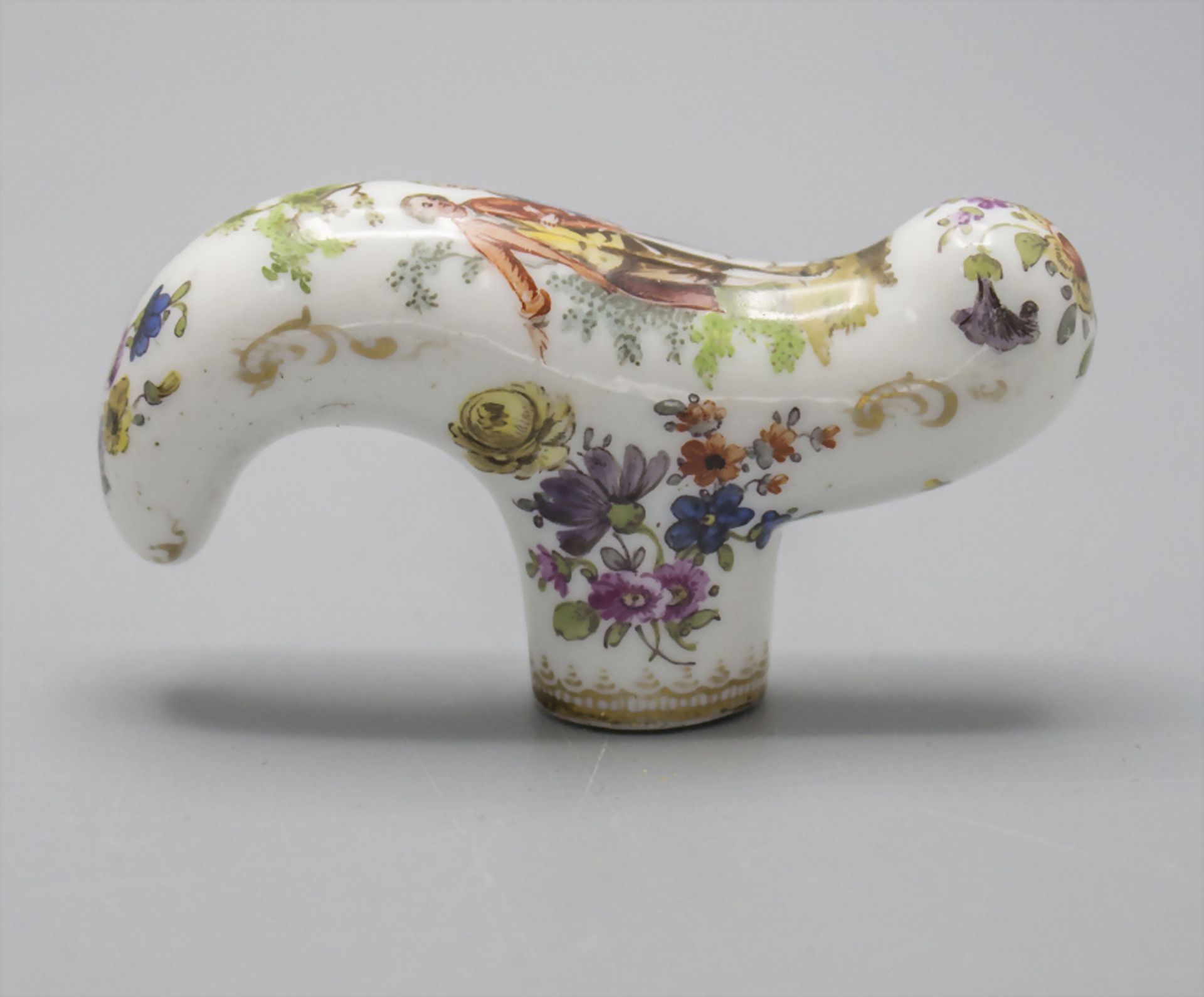 Stockgriff mit Watteauszene / A cane handle with courting scene, wohl Meissen, 19. Jh.