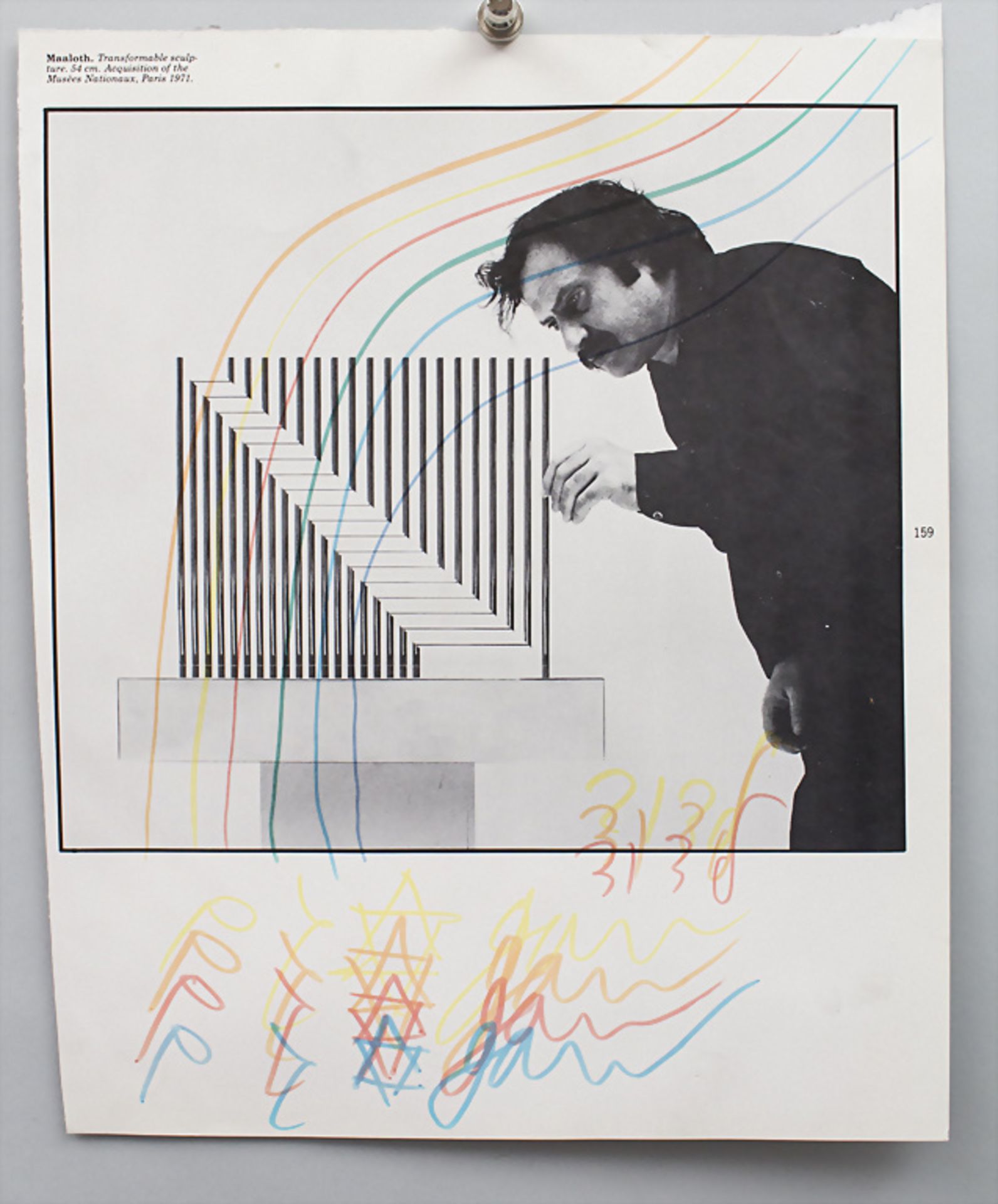 Yaacov AGAM (*1928), Zeichnung und Autograph auf Foto / Drawing and autograph on photograph, ...