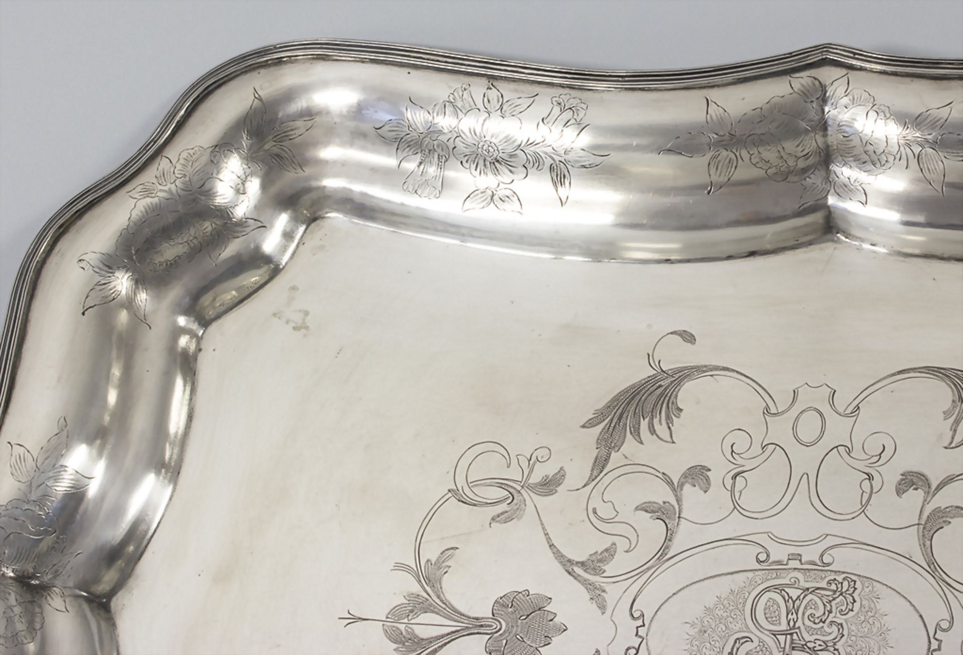 Großes Prunktablett / A large silver tray, Galtes, Barcelona, 19. Jh. - Image 3 of 9