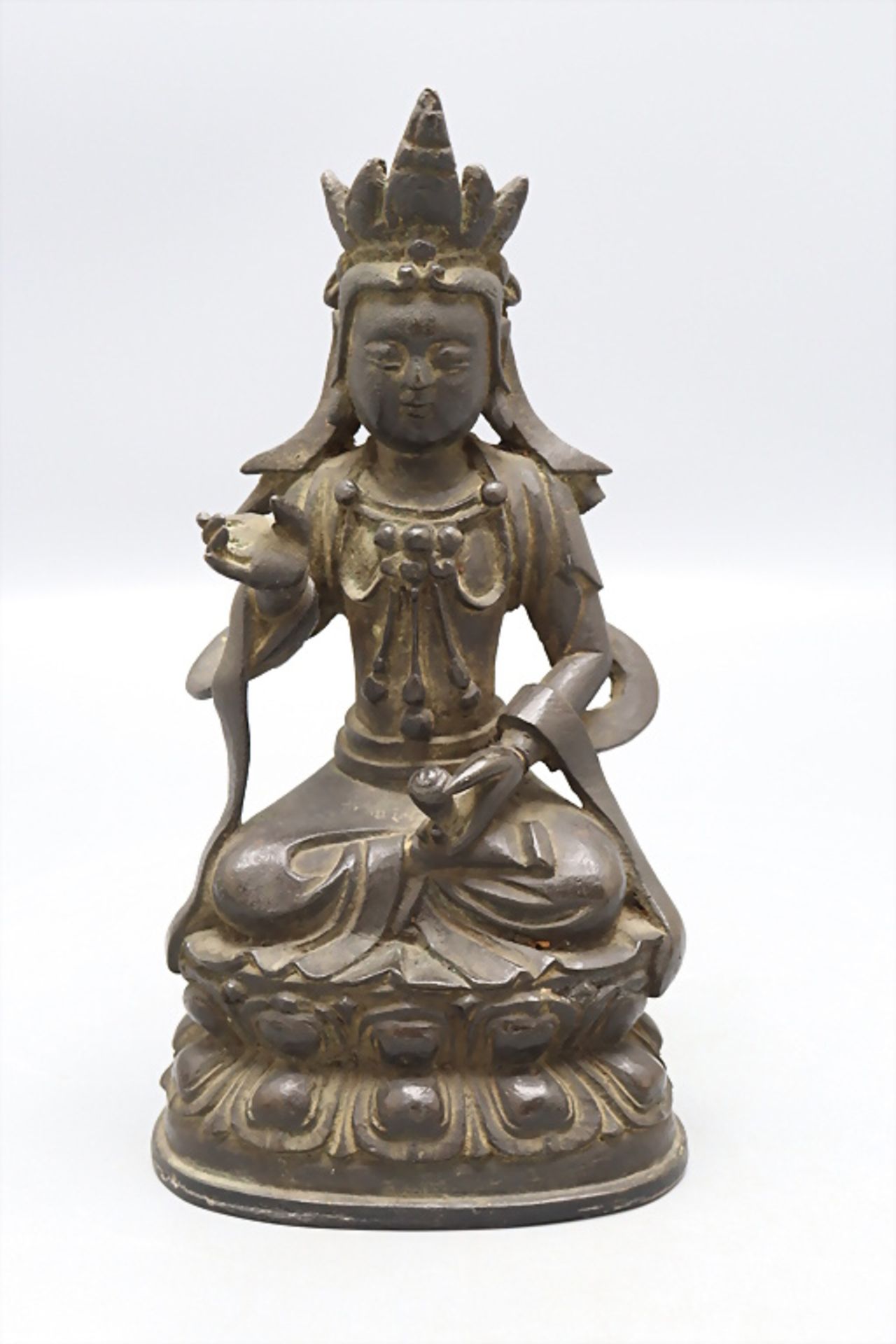 Bronzeskulptur Bodhisattva Guanjin / A Bodhisattva Guanjin bronze, China Ming Dynastie 17./18. Jh.