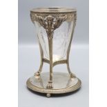 Ziergefäß mit Sphinxen / A decorative silver holder with sphinxes and glass vase, Emile ...
