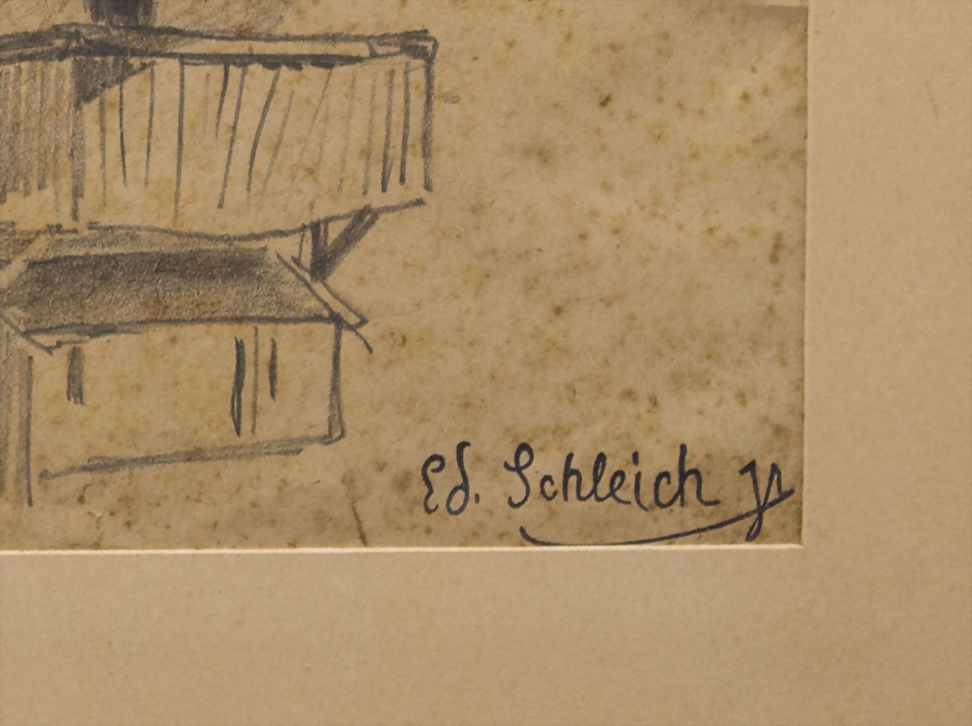 Eduard II SCHLEICH (1853-1893), 'Skizze eines Scheunengebäudes' / 'A sketch of a barn building' - Image 2 of 3