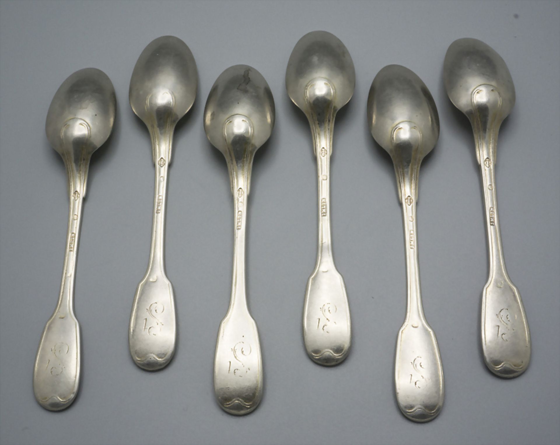6 Löffel / 6 cuillères en argent massif / 6 silver spoons, Francois Daniel Imlin, Straßburg / ... - Bild 2 aus 5