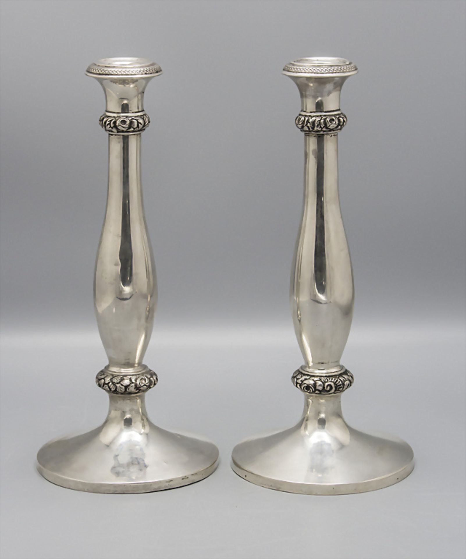 Paar Biedermeier Leuchter / A pair of silver candlesticks, Carl Sander, Wien, 1840