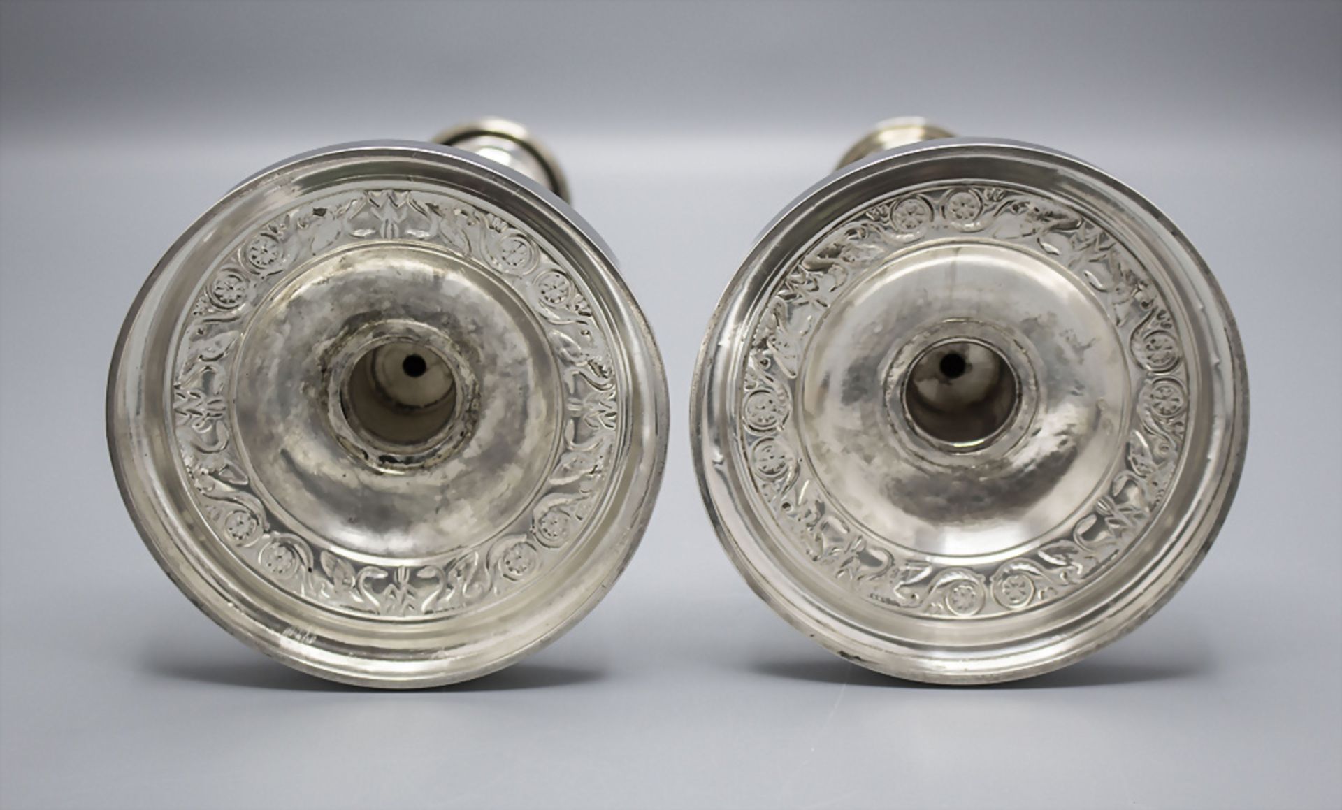 Paar Empire Kerzenleuchter / Paire de bougoirs Empire en argent massif / A pair of silver ... - Image 5 of 9