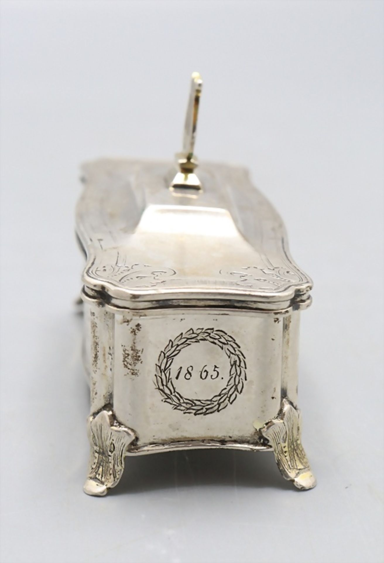 Streichholzetui in Form einer Deckeldose / A silver match box / vesta case, Eduard ... - Image 4 of 9